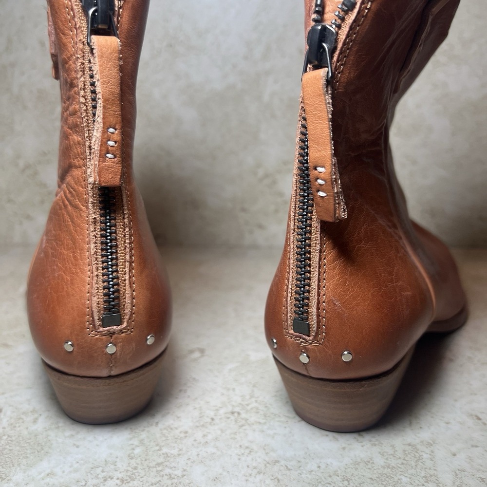 We The Free Brown Leather Western Ankle Boots - Picture 4 of 12